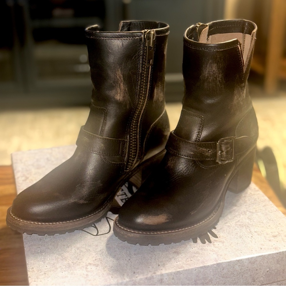 Freebird by Steven “Carlito” Distressed Black Leather Moto Boots Size 7 (Black) - Picture 2 of 8